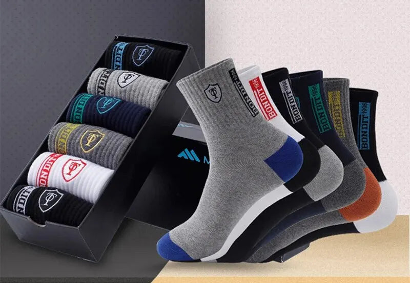 5 Pairs Apring And Fall Mens Sports Socks Summer Leisure Sweat Absorbent Comfortable Thin Breathable Basketball Meias SuperFye 5 Pairs D / 44-46 (M-L) SuperFye