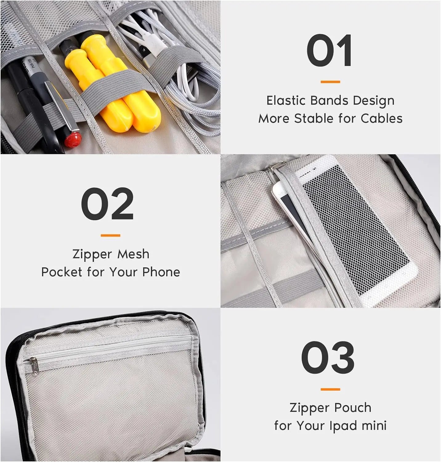 Cable Storage Bag Waterproof Digital Electronic Organizer Portable USB Data Line Charger Plug Storage Bag Travel Cable Organizer SuperFye BG11 Black SuperFye