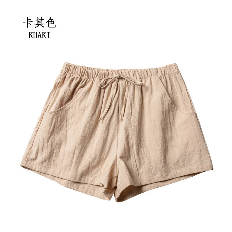 Casual Linen Shorts Women Gym Workout Shorts Cotton Short Pants High Waisted Black Ladies Short Femme Women Shorts Sport Femme SuperFye Khaki / L 60-70kg SuperFye