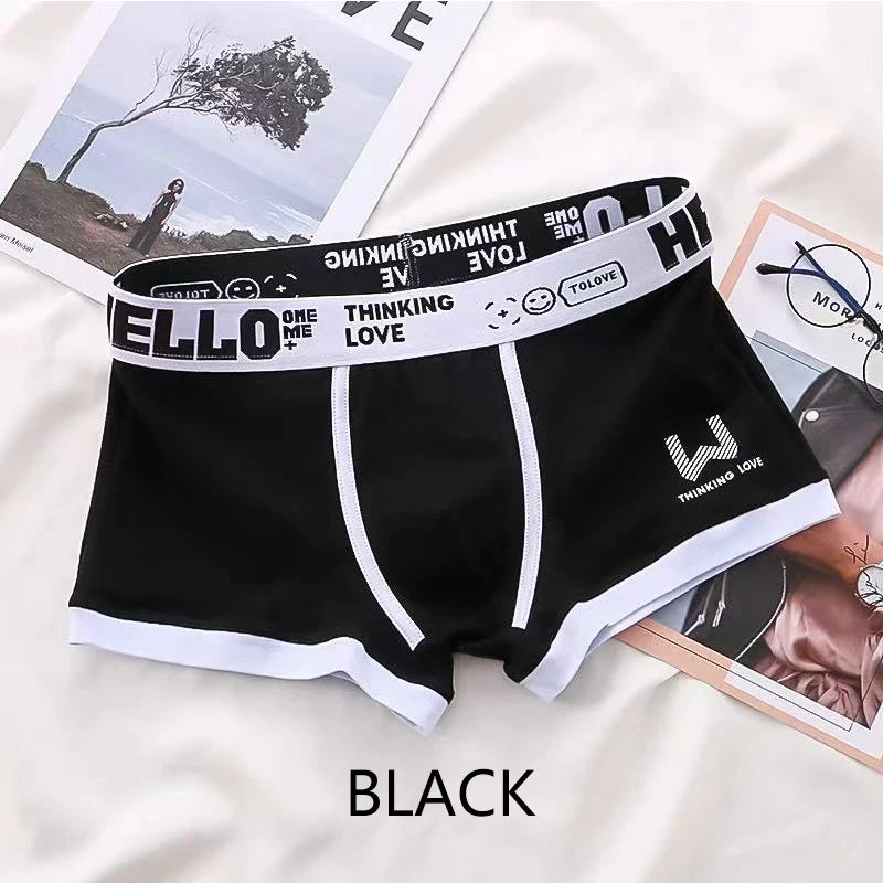 Men Boxer Shorts Panties Cotton Underwear Breathable Soft Fashion Sports SuperFye black / XL / 1pc SuperFye