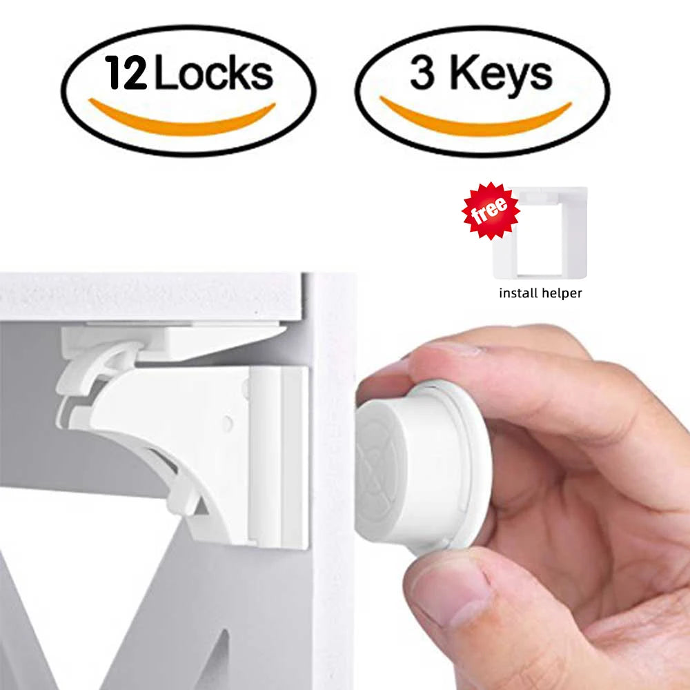 Magnetic Child Lock Children Protection Baby Safety Lock Drawer Latch Cabinet Door Lock Limiter Children Security Locks SuperFye TD1230-12-3 SuperFye