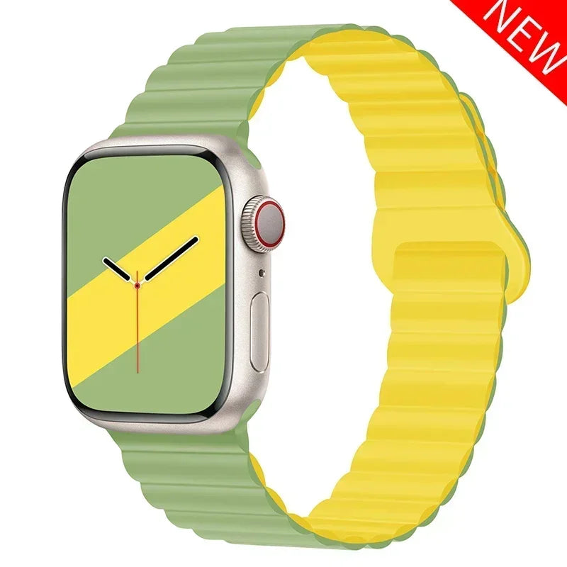 Magnetic Strap For Apple Watch Bands 45mm 38mm 49mm 40mm 42mm 41mm Silicone Sport Bracelet iWatch Series ultra 9 6 5 7 8 se 44mm SuperFye 28 starlight orange / 38mm 40mm 41mm SuperFye