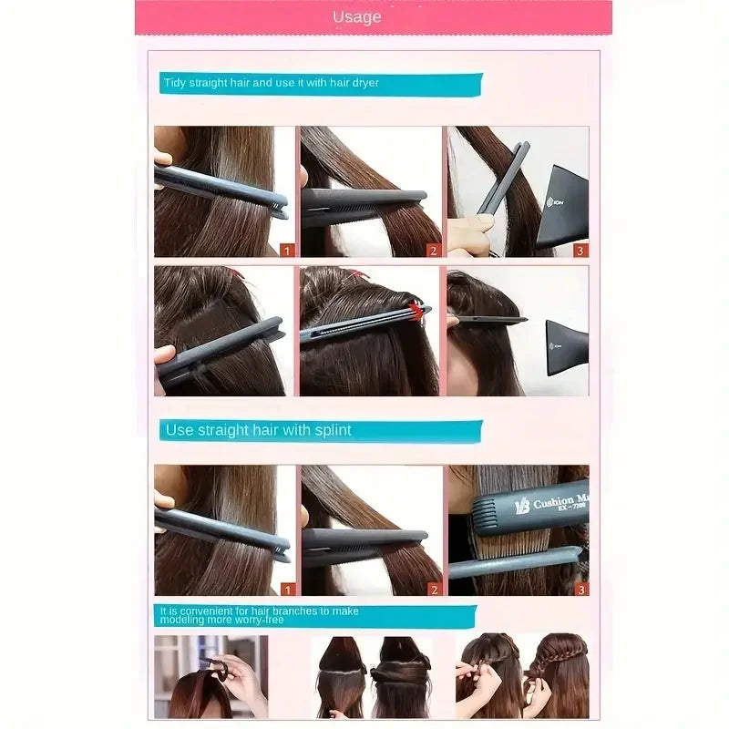 Hairdressing V-Comb Messy Hair Finishing Straightening Splint Comb - Hair Styling Tool Clip special for hair wigs SuperFye black SuperFye