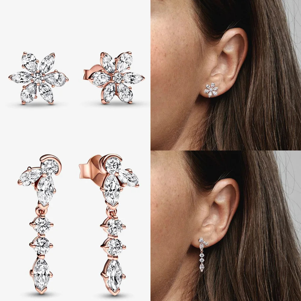 Original 925 Sterling Silver Earrings plata de ley Sparkling Love Heart Ear Studs Earrings for Women Jewelry Gifts SuperFye bue050 SuperFye