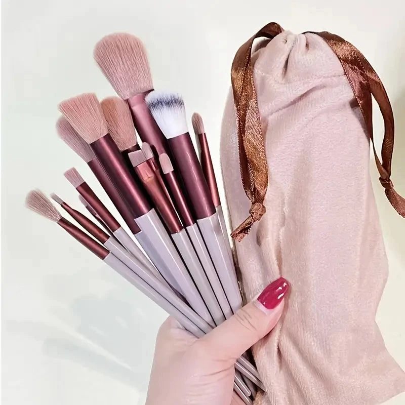 Makeup Brush Set Soft Fluffy Professiona Cosmetic Foundation Powder Eyeshadow Kabuki Blending Make Up Brush Beauty Tool Makeup SuperFye 13pcs brown SuperFye