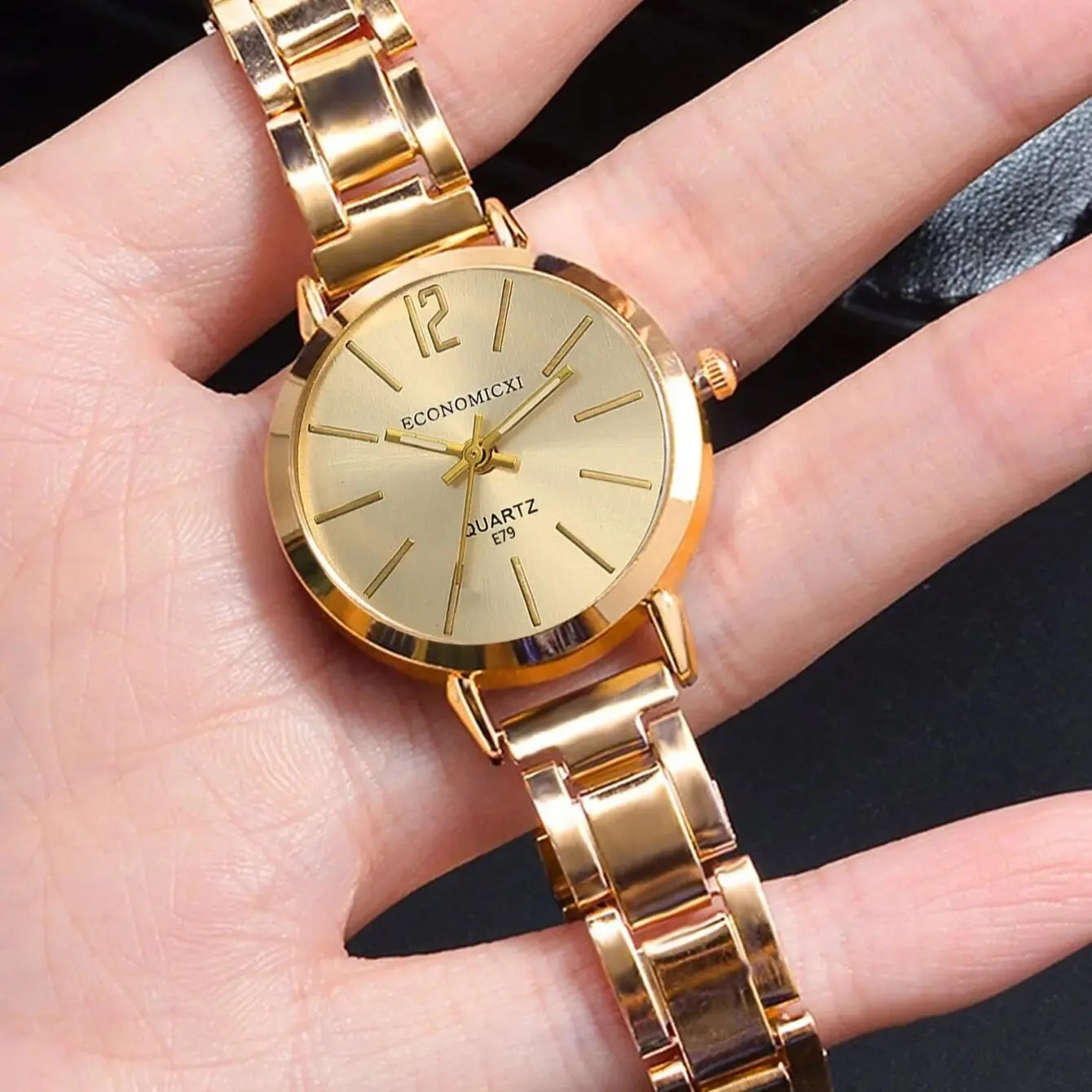 2pcs Set Watch Luxury Women Simple Dial Hollow Strap Fashion Gold Bracelet Quartz Wristwatch Student Ladies Watches Reloj Mujer SuperFye Other SuperFye