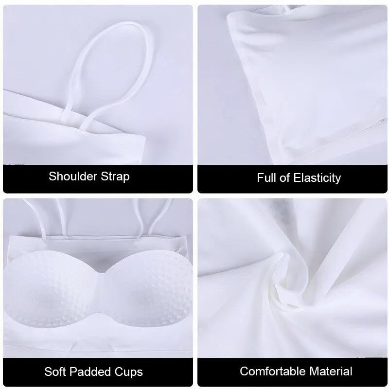 Women Crop Top Sexy Bra Seamless Tank Tops 2023 Summer Female White Strap Top Backless Camisole Solid Cropped Camis Clothing