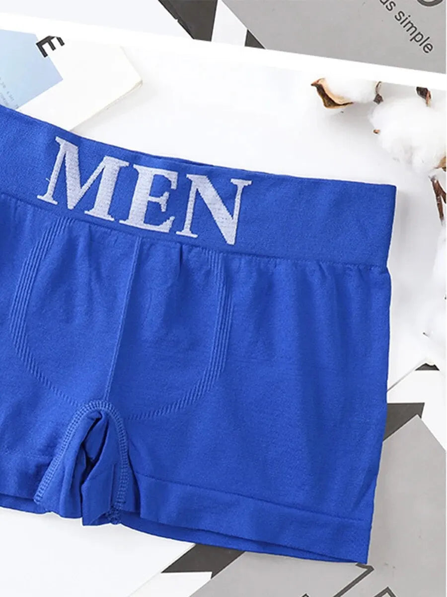 5 PCs Men's High Elastic Plain Color Comfortable Boxer Briefs Panties Breathable Pantyhose SuperFye 5 articles Blue / Single code / 5 pieces SuperFye