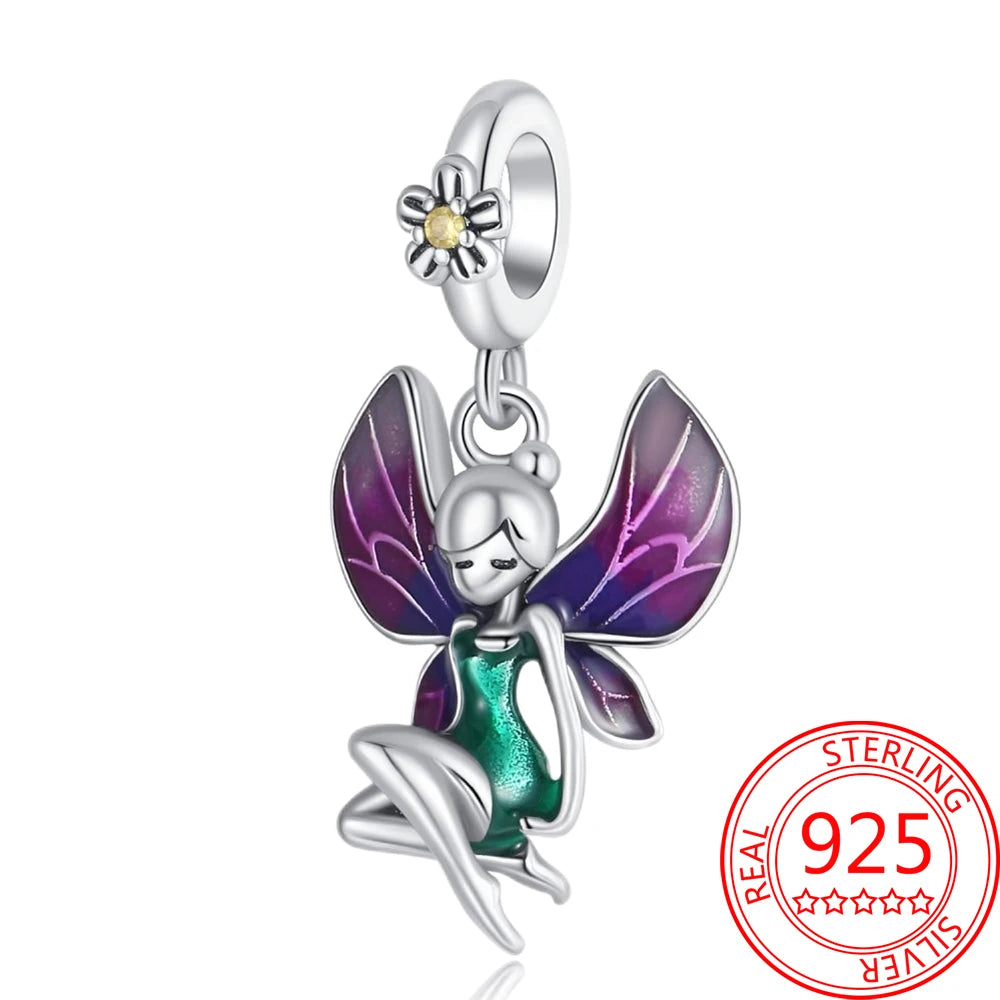 Beautiful 925 Sterling Silver Rose Gold Crown High Heels Flower Starfish Butterfly Charm Pendant Fit Brand Bracelet Jewelry Gift SuperFye CCT409 SuperFye