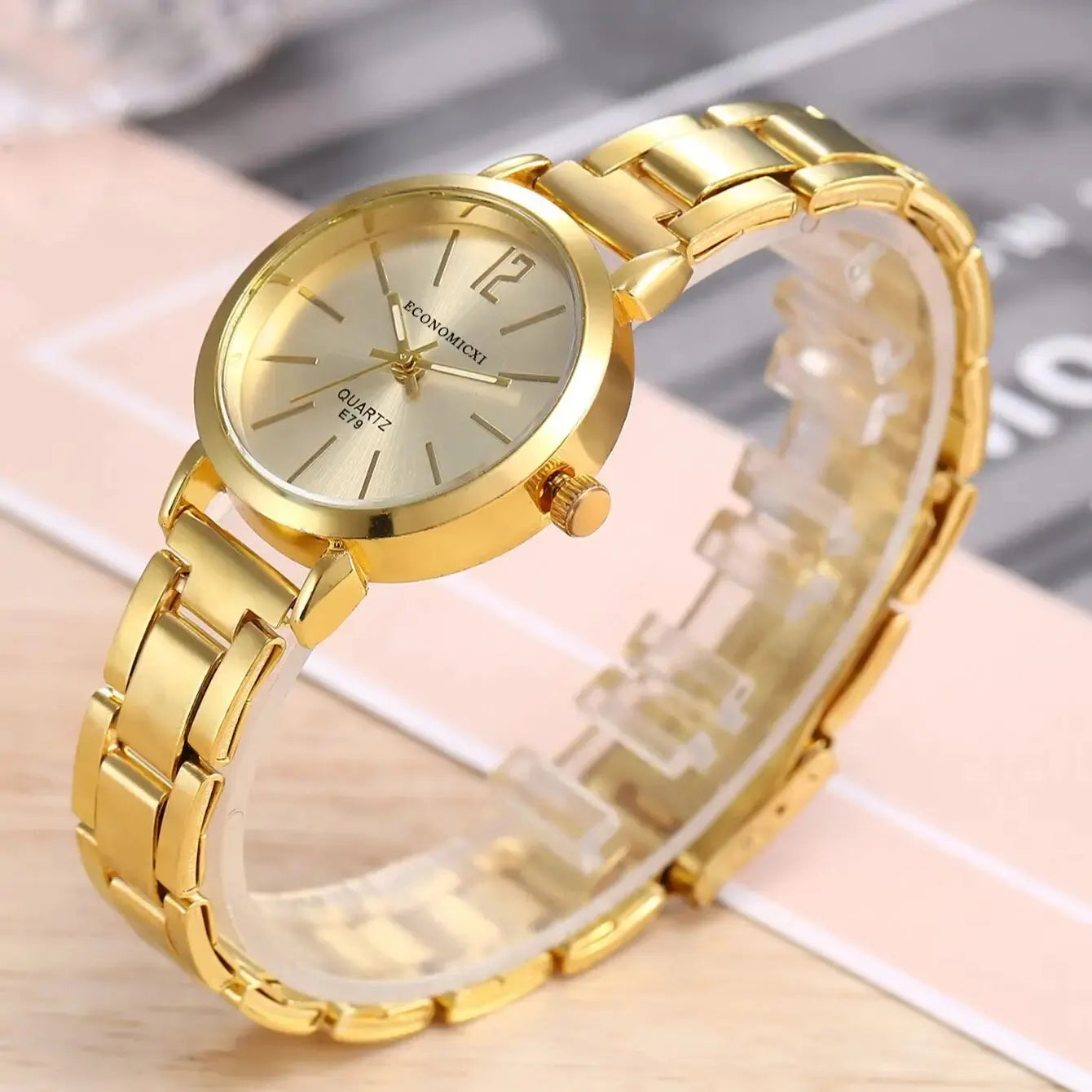 2pcs Set Watch Luxury Women Simple Dial Hollow Strap Fashion Gold Bracelet Quartz Wristwatch Student Ladies Watches Reloj Mujer SuperFye Other SuperFye