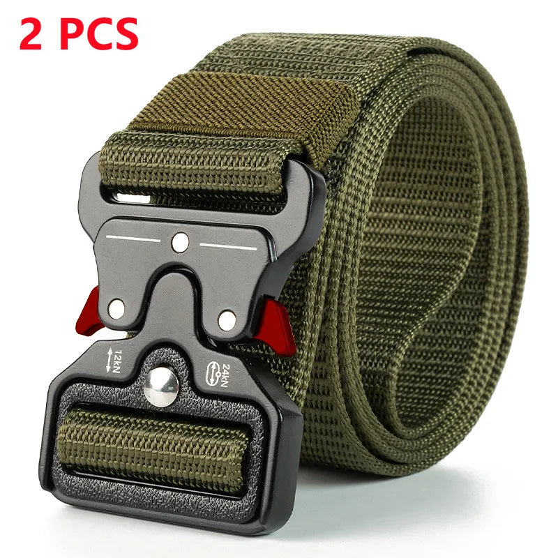 Men Belt Army Outdoor Hunting Tactical Multi Function Combat Survival High Quality Marine Corps Canvas For Nylon Male Luxury SuperFye 2PC 01 red green / 120cm SuperFye