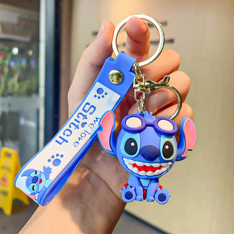 New Anime Disney Keychain Cartoon Mickey Mouse Minnie Lilo & Stitch Cute Doll Keyring Ornament Key Chain Pendant Kids Toys Gifts