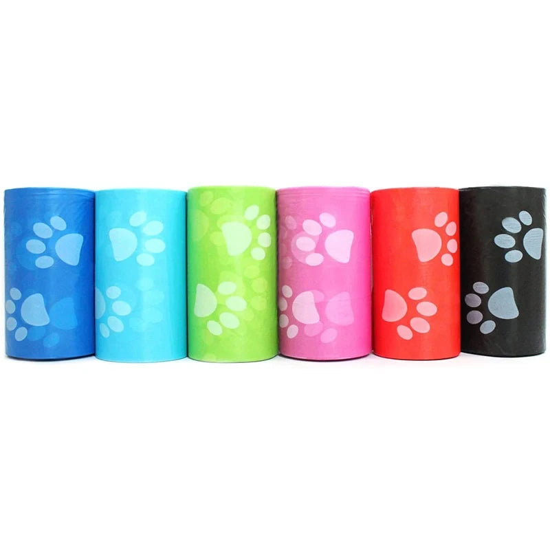 1200pcs Random Color Cartoon Paw Graphic Dog Poop Bags Pet Poop Bags Leak-Proof Dog Waste Bags For Pet Supplies SuperFye Blue / 40 rolls 600 bags SuperFye