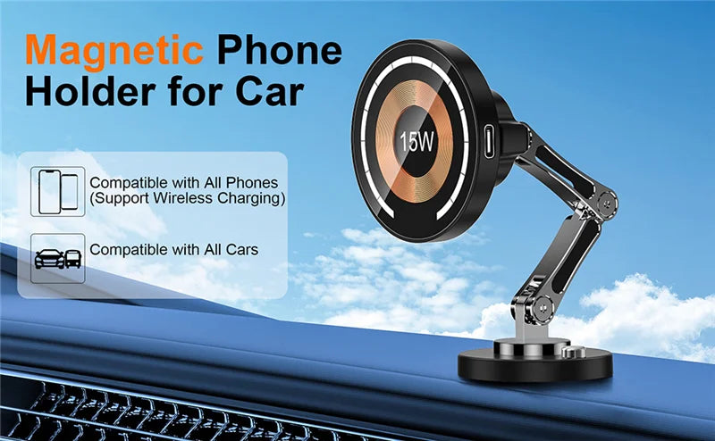 Magnetic Car Wireless Charger Stand Magnet Car Mount Fast Charging Station Phone Holder Bracket For iPhone 15 14 13 12 Pro Max SuperFye NO Wireless Charger SuperFye