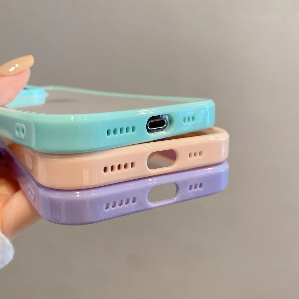 Transparent Candy Color Bumper Phone Case For iPhone 15 14 13 Mini 12 11 Pro Max XR XS X 7 8 Plus SE3 Soft Shockproof Back Cover SuperFye Blue / For iPhone15 Pro Max SuperFye