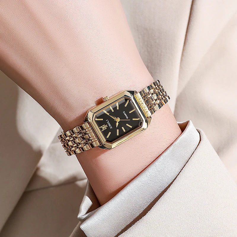 2025 Hot Brand Stainless Steel Strap Watch Women Luxury Gift Quartz Wristwatch Student Fashion Simple Square Quartz Watches SuperFye GDPK SuperFye