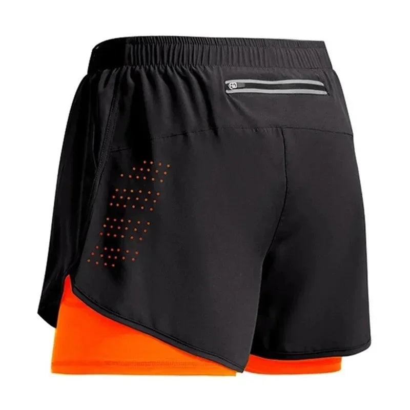 2024New Men's Fitness Training Shorts Summer 2 In 1 Quick Dry Gym Beach Running Double-deck Shorts Outdoor Sportswear Men shorts