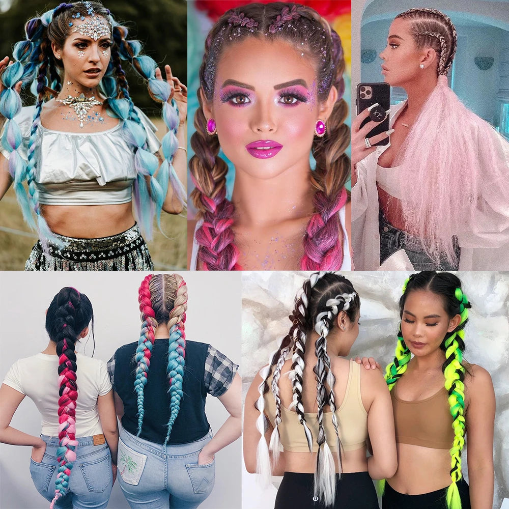 24" Synthetic Yaki Braids Hair kanekalon Ombre Braiding Hair Jumbo Braid Hair Extension For Women Hundreds of colors DIY Hair SuperFye ZITONG-613 / CHINA / 24inches SuperFye