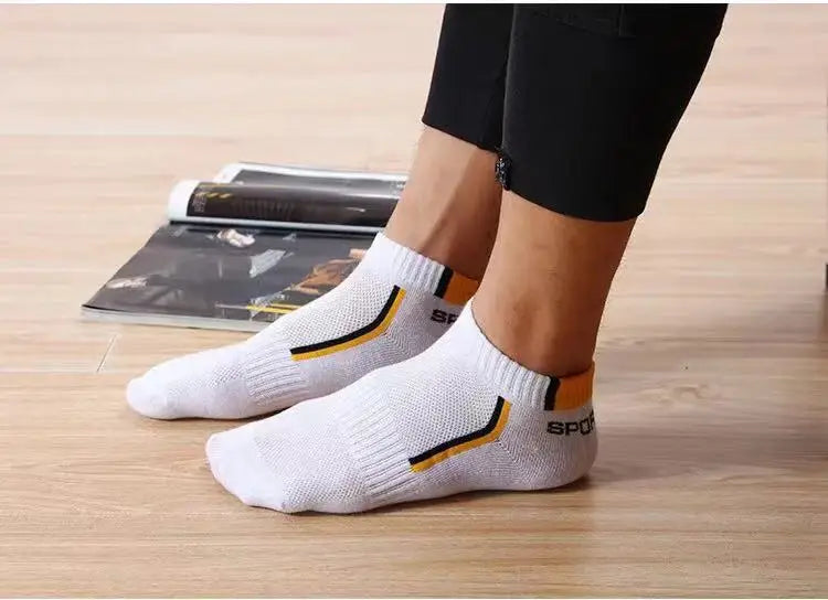 5pairs Men's Fashion Sports Socks, Striped Cotton Sweat Absorption Breathable Comfortable Ankle Socks SuperFye 5 pairs / EUR 35-43 SuperFye