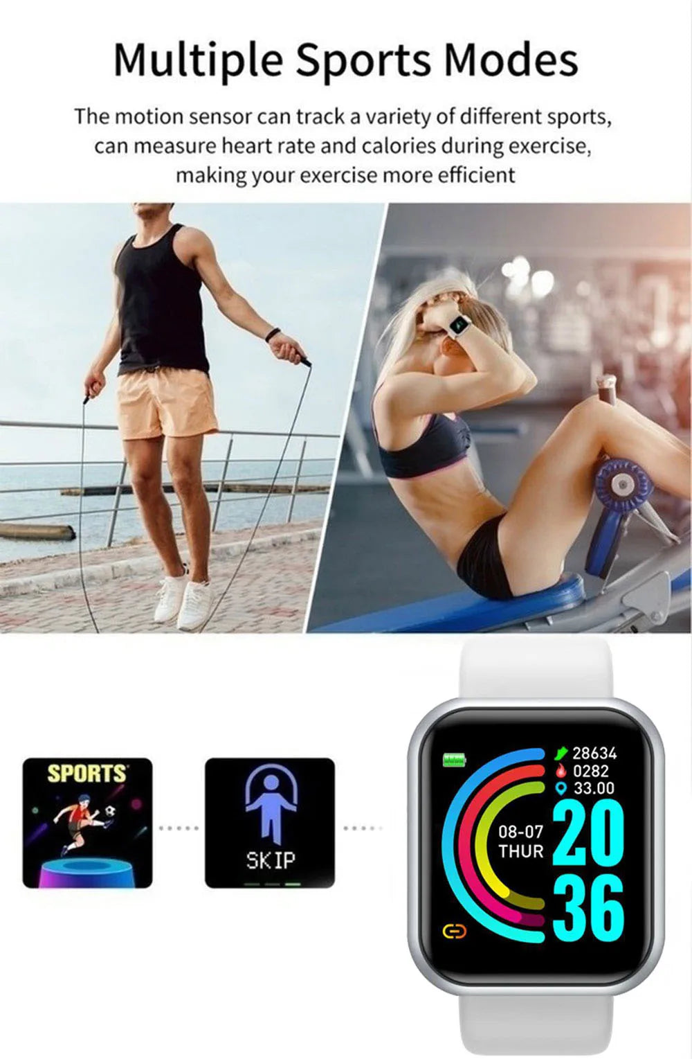 Smart Watch For Women Men Wristwatch Bluetooth Connected Phone Player Music Fitness Sport Bracelet Sleep Monitor Digital Watches SuperFye Silver SuperFye