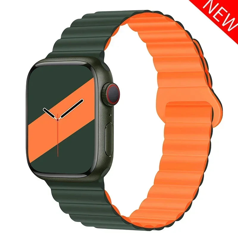 Magnetic Strap For Apple Watch Bands 45mm 38mm 49mm 40mm 42mm 41mm Silicone Sport Bracelet iWatch Series ultra 9 6 5 7 8 se 44mm SuperFye 28 starlight orange / 38mm 40mm 41mm SuperFye