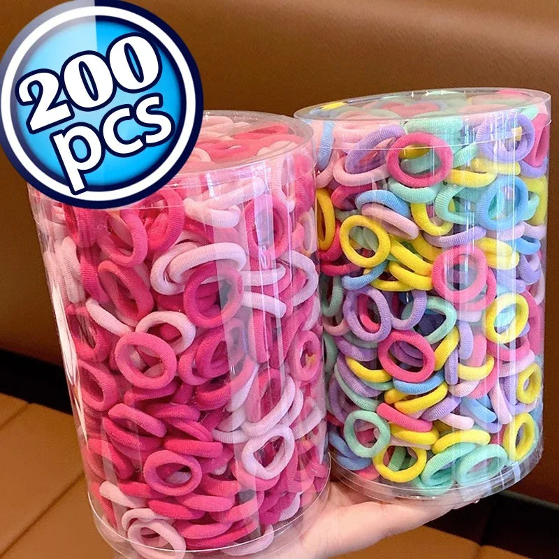 100/200PCS Women Girls Colorful Nylon Elastic Hair Bands Ponytail Hold Small Hair Tie Rubber Bands Scrunchie Hair Accessories SuperFye Colors 1 / 100pcs SuperFye