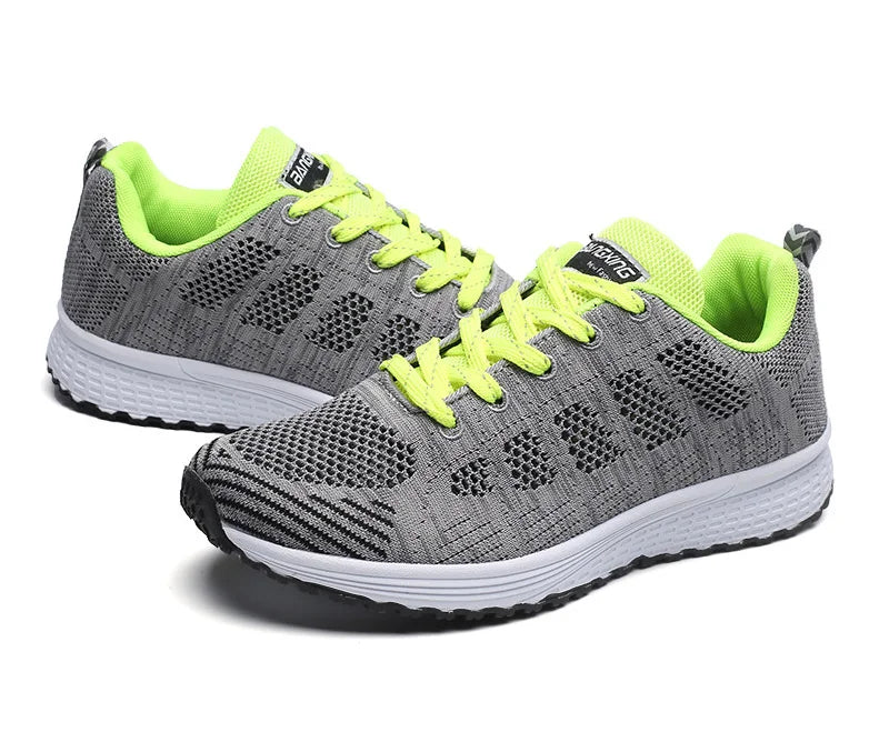 Women Casual Shoes Fashion Breathable Walking Mesh Flat Shoes Sneakers Women 2021 Gym Vulcanized Shoes White Female Footwear SuperFye A08Gray green / 42 SuperFye