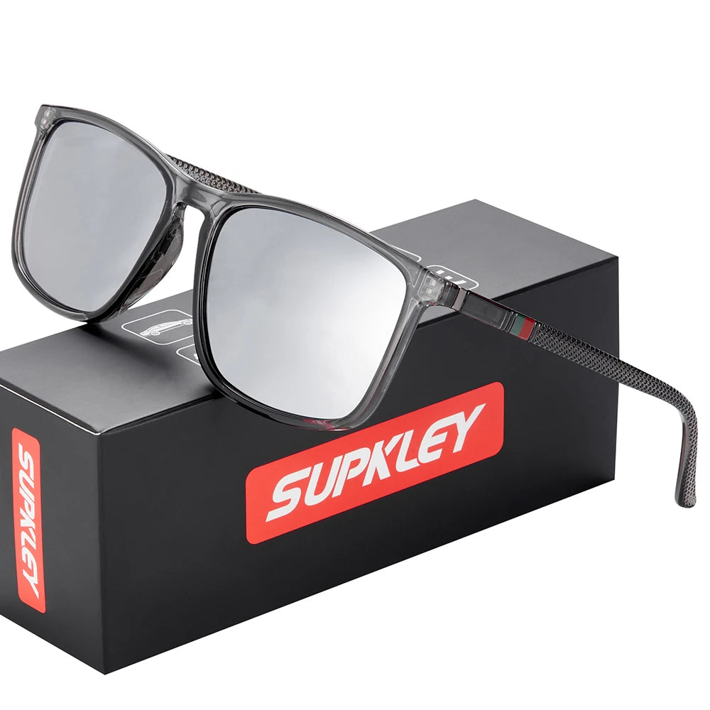 SUPKLEY Sports Sunglasses for Men Polarized Comfortable Wear Square Sun Glasses Male Light Weight Eyewear Accessory with Origina SuperFye Clear Silver Mirror SuperFye