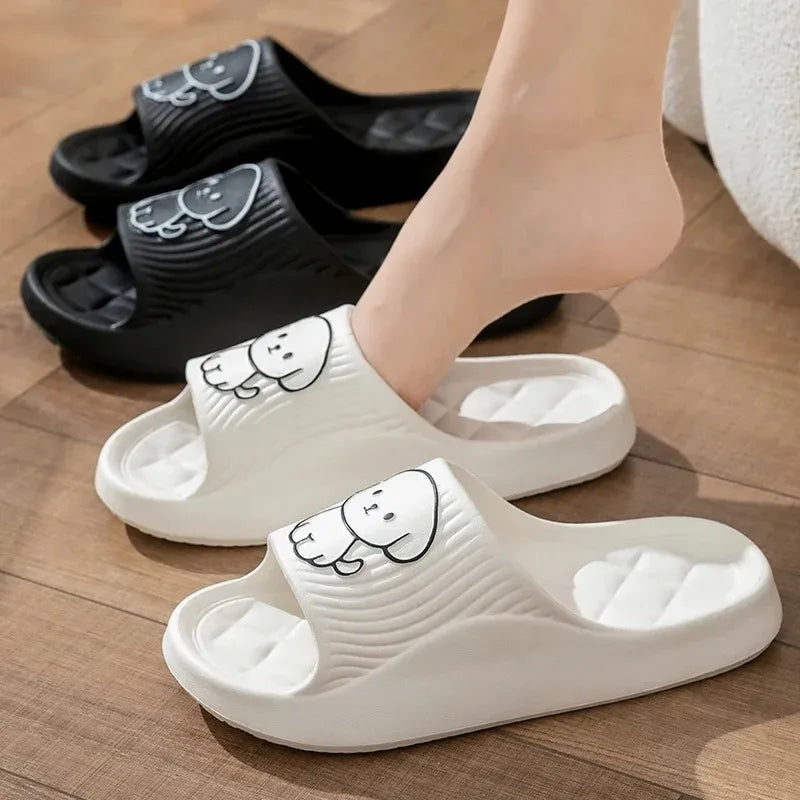 Cute Couple Pillow Slippers Female Summer Wear 2024 New Bathroom Bath Non-slip Indoor Home Eva Thick Bottom Sandals SuperFye White / 44-45 SuperFye