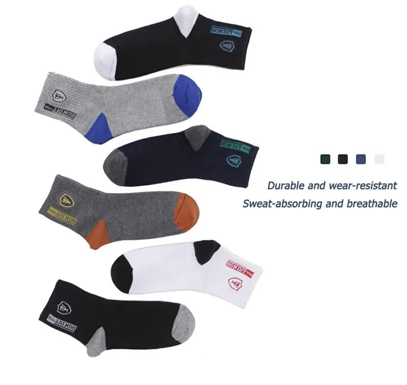 5 Pairs Apring And Fall Mens Sports Socks Summer Leisure Sweat Absorbent Comfortable Thin Breathable Basketball Meias SuperFye 5 Pairs D / 44-46 (M-L) SuperFye