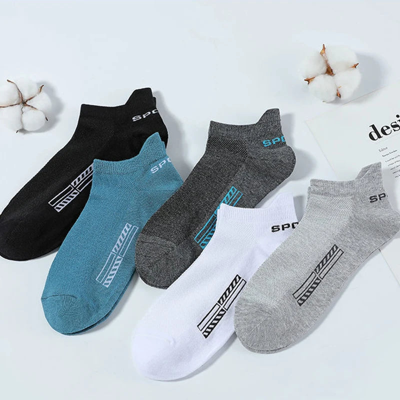 5 Pairs Cotton Short Socks for Male High Quality Women's Low-Cut Crew Ankle Sports Mesh Breathable Summer Casual Soft Men Sock SuperFye 5 Pairs Dark-Grey / EUR 38-42(US 6-10) SuperFye