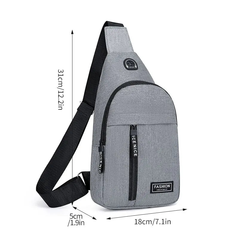 Chest Bag Fashion New Solid Color Men Chest Bag Outdoor Casual Fashion One Shoulder Crossbody Bag SuperFye grey SuperFye