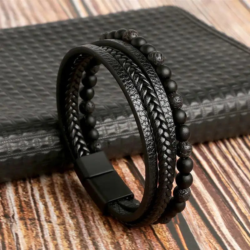 Classic Men's Leather Bracelet New Style Hand-woven Multi-layer Combination Accessory Fashion Man Jewelry Wholesale Dropshipping SuperFye F1 / 23cm SuperFye