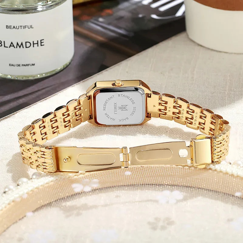 2025 Hot Brand Stainless Steel Strap Watch Women Luxury Gift Quartz Wristwatch Student Fashion Simple Square Quartz Watches SuperFye GDPK SuperFye