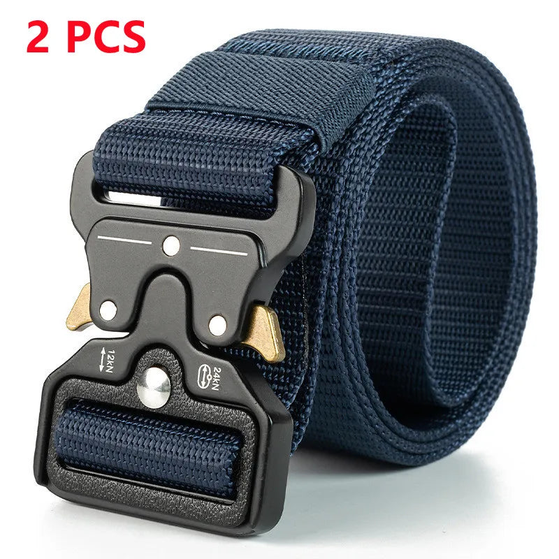 Men Belt Army Outdoor Hunting Tactical Multi Function Combat Survival High Quality Marine Corps Canvas For Nylon Male Luxury SuperFye 2PC 01 blue / 120cm SuperFye