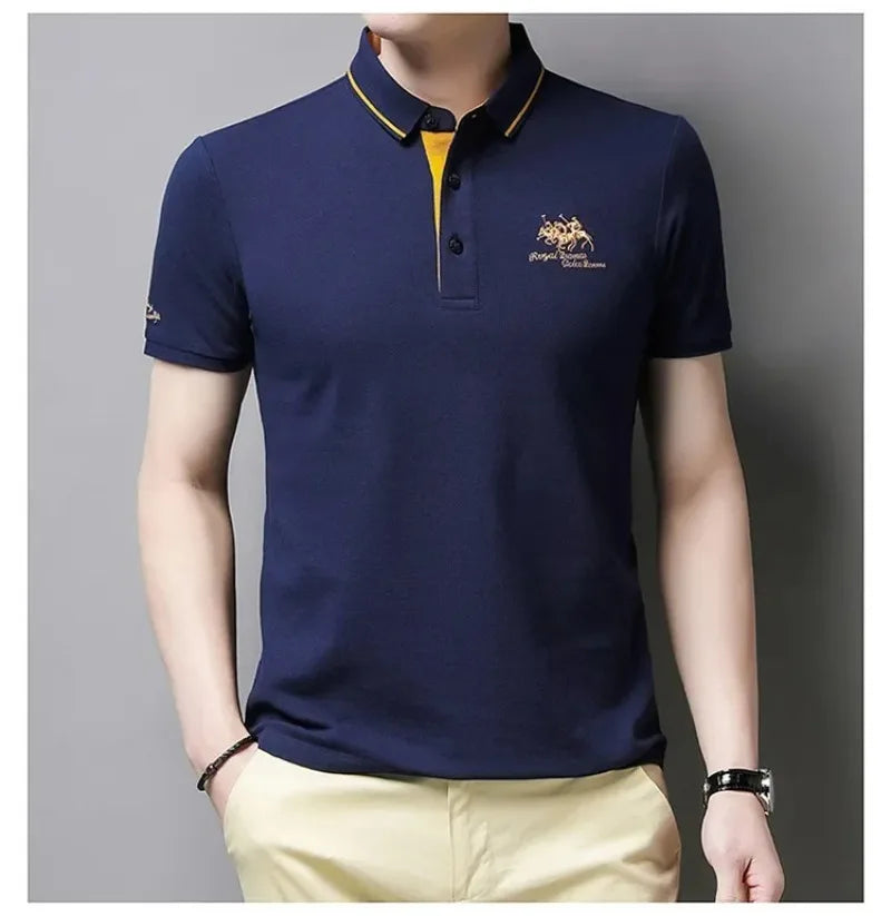 New Summer Korean Embroidered Polo Shirt Men's Luxury Top Casual Lapel Short Sleeve T-shirt Fashion Anti-wrinkle Men T Shirt SuperFye White. / XXXL SuperFye