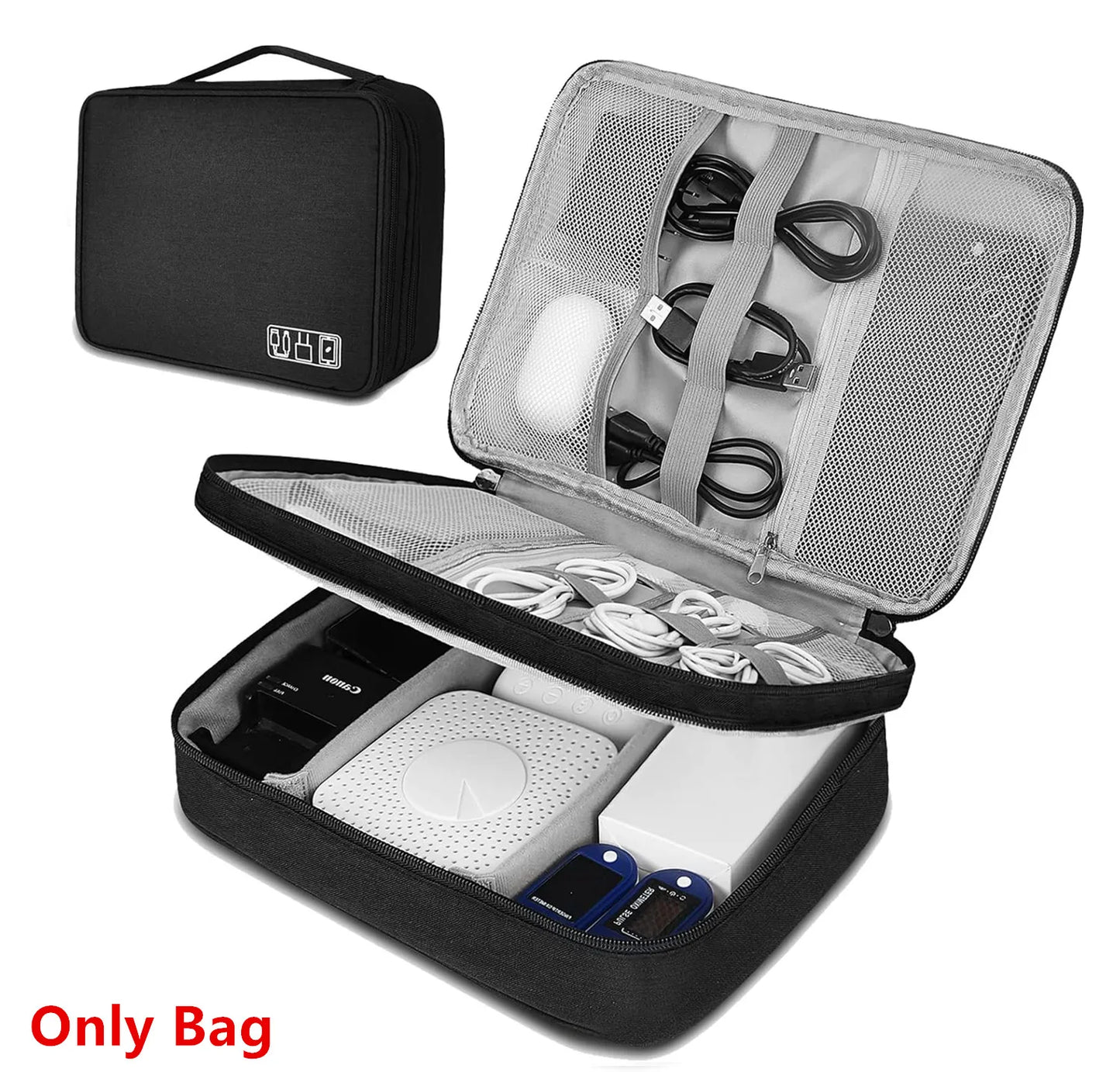 Cable Storage Bag Waterproof Digital Electronic Organizer Portable USB Data Line Charger Plug Storage Bag Travel Cable Organizer SuperFye BG11 Black SuperFye