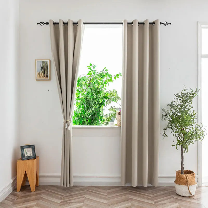 1PC Blackout Curtains With Black TPU Interlining Thin and Light Drapery Panel for Bedroom Meetingroom Share Room Office SuperFye Dark Grey / W132cm x H160cm / Grommet Top SuperFye