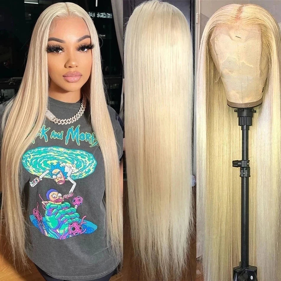 Blonde 613 13x6 Lace Frontal Wigs HD 613 Lace Front Human Hair Wigs For Women Pre pucked Straight Human Hair Wigs Can Be Dyed