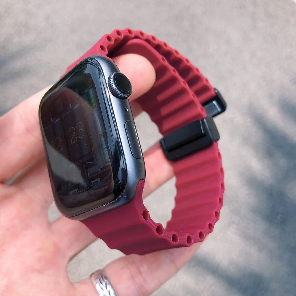 Magnetic Buckle Strap For Apple Watch Band Ultra 2 49mm 45mm 44mm 40mm 41mm 38 42mm Silicone Bracelet iWatch Series 7 6 3 se 8 9 SuperFye Wine Red / 38mm 40mm 41mm SuperFye