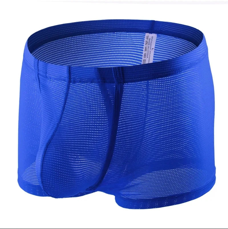 5 PCs Men's High Elastic Plain Color Comfortable Boxer Briefs Panties Breathable Pantyhose SuperFye 1 Piece Blue / Single code / 5 pieces SuperFye