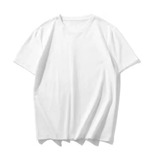 Summer 100% Cotton T Shirts Mens Casual Short Sleeve Solid Cotton Crew Neck Soft T-Shirts Basic Men's Loose Fit Tee Shirt Tops SuperFye M / White SuperFye