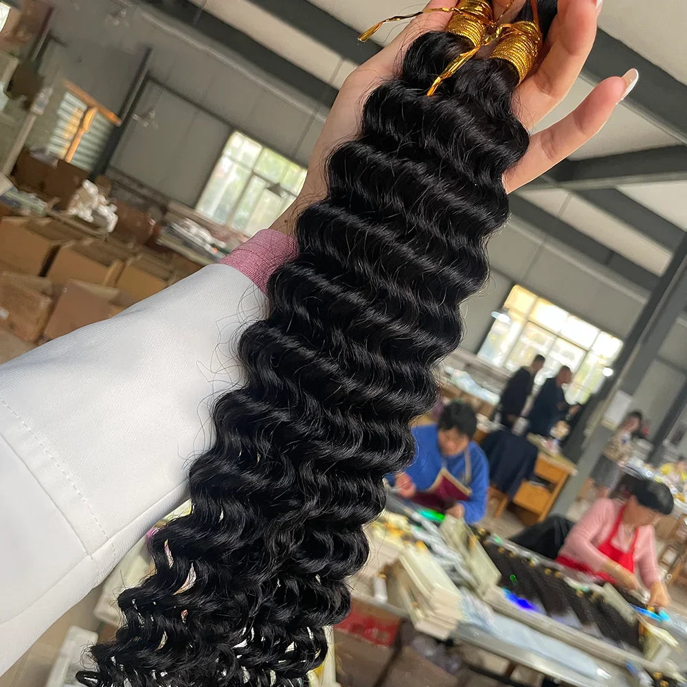 Bulk Human Hair Deep Wave For Braiding Deep Curly No Weft Brazilian Remy Hair Extensions 100 Grams Colored Grey/Ginger/Brown SuperFye 2 / 1Pcs/Lot / CHINA|24inches|100g SuperFye