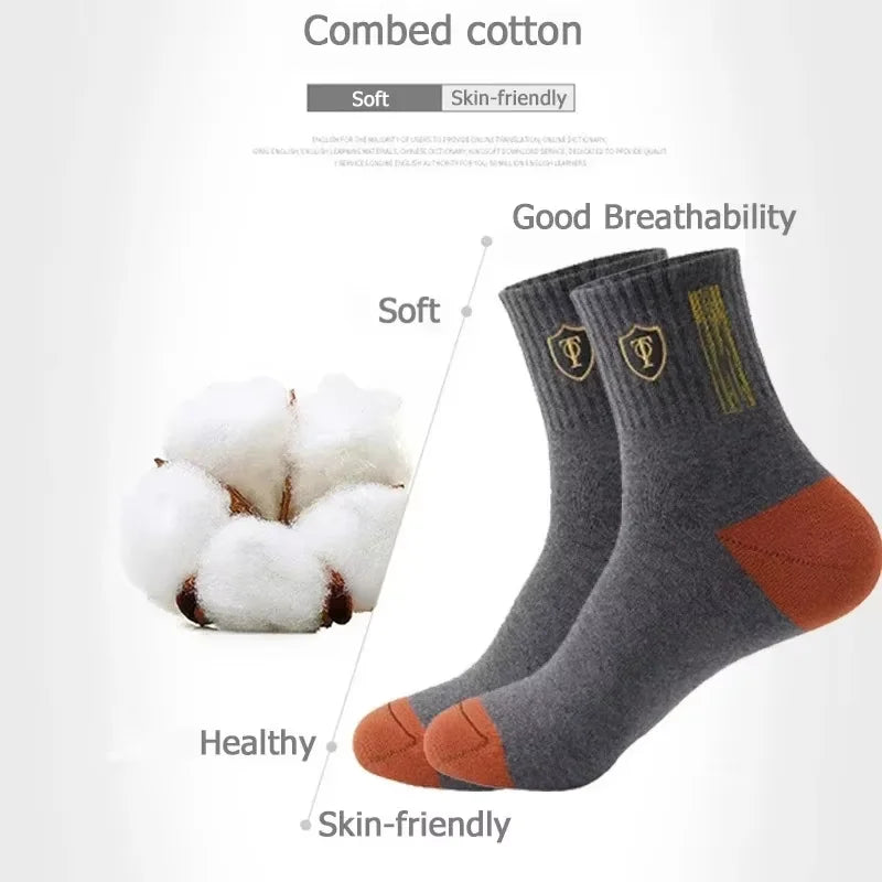 5Pairs Breathable Cotton Sports Stockings Men Bamboo Fiber Autumn and Winter Men Socks Sweat Absorption Deodorant Business Sox SuperFye 5 pairs dt029-5 / EU39-44 SuperFye