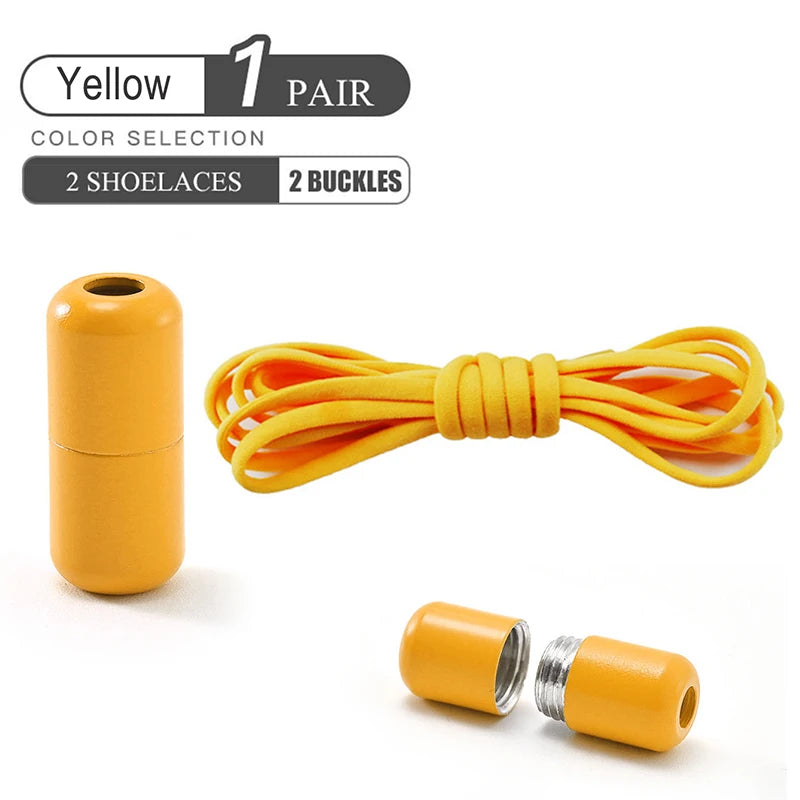 Elastic No Tie Shoelaces Semicircle Shoe Laces For Kids and Adult Sneakers Shoelace Quick Lazy Metal Lock Laces Shoe Strings SuperFye Yellow / 100cm SuperFye