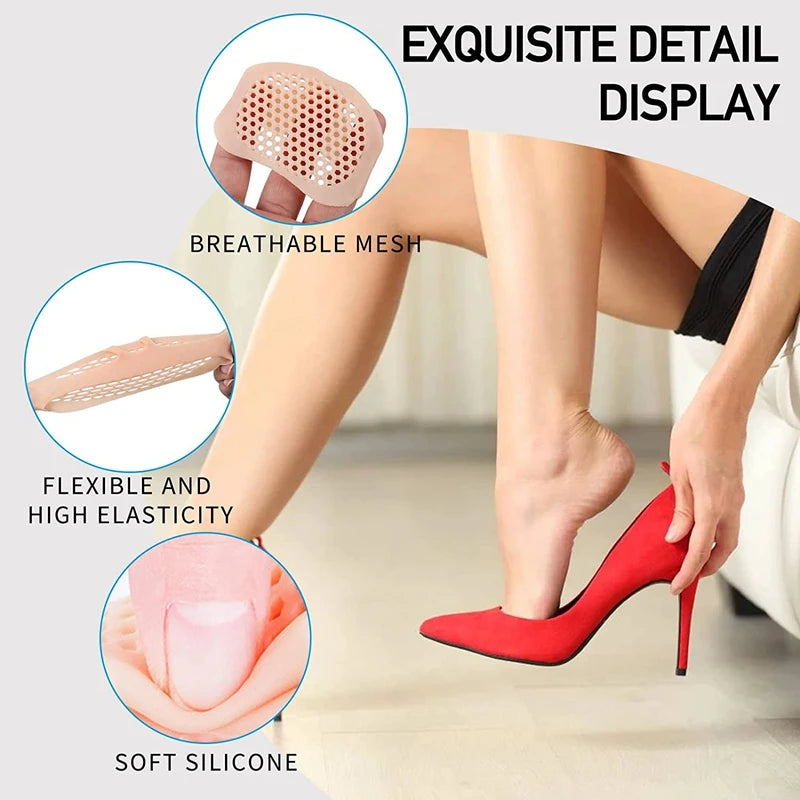 Silicone Forefoot Pad Metatarsal Pads for Women High Heels Half Insoles Foot Pain Relief Inserts Foot Blister Care Gel Cushions SuperFye WHITE / CHINA SuperFye