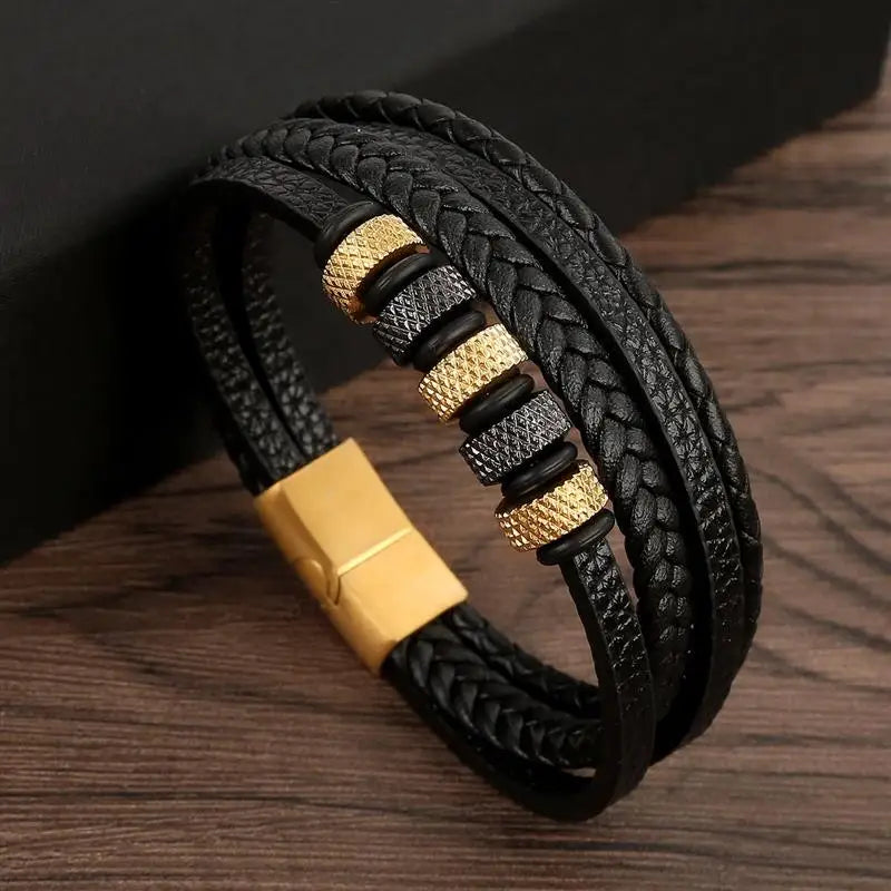 Classic Men's Leather Bracelet New Style Hand-woven Multi-layer Combination Accessory Fashion Man Jewelry Wholesale Dropshipping SuperFye B5 / 23cm SuperFye