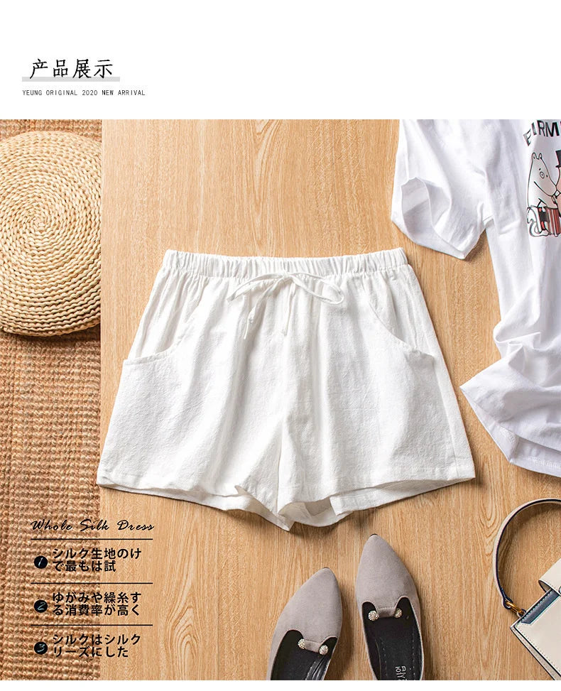 Casual Linen Shorts Women Gym Workout Shorts Cotton Short Pants High Waisted Black Ladies Short Femme Women Shorts Sport Femme SuperFye Khaki / L 60-70kg SuperFye