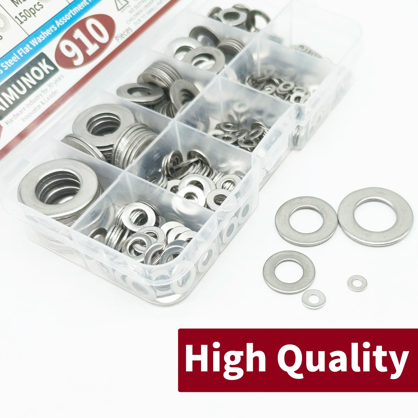 910/200pcs 304 Stainless Steel Flat Washers Assortment Kit (M2 M2.5 M3 M4 M5 M6 M8 M10 M12) Suitable for Home Decoration SuperFye 910pcs Kit SuperFye