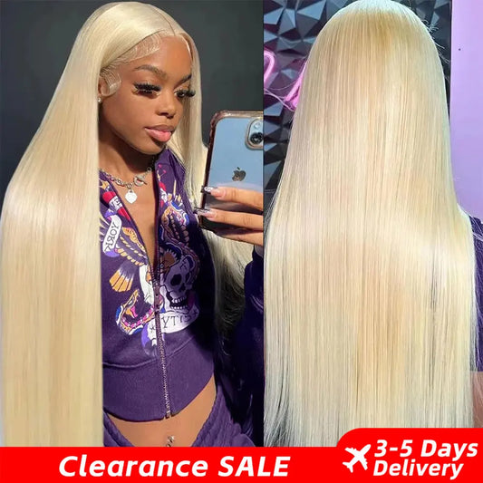 Blonde 613 13x6 Lace Frontal Wigs HD 613 Lace Front Human Hair Wigs For Women Pre pucked Straight Human Hair Wigs Can Be Dyed